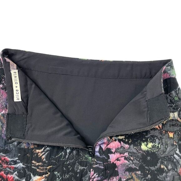 Alice + Olivia Riley jacquard Floral High Waist Rainbow Flower Mini Skirt Sz 0 - Picture 6 of 9